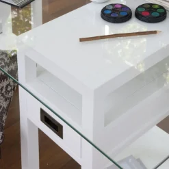 Banak Mesas De Escritorio Y Estudio^Damet Blanco Pincelado